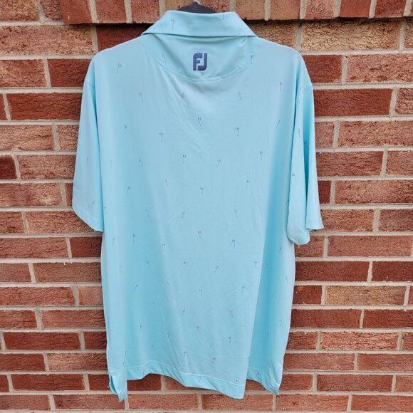FootJoy FJ Polo Shirt Men's Size XL Mint Green Golf Flag All Over Print - Picture 3 of 9